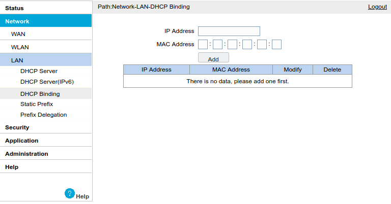 Home router DHCP settings
