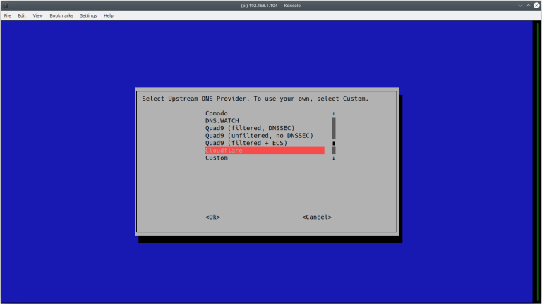 pi-hole installation DNS provider
