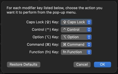 Keyboard settings macOS