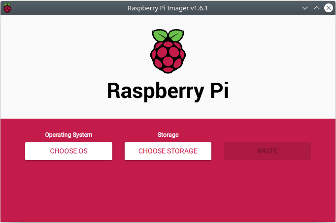 Raspberry Pi imager window