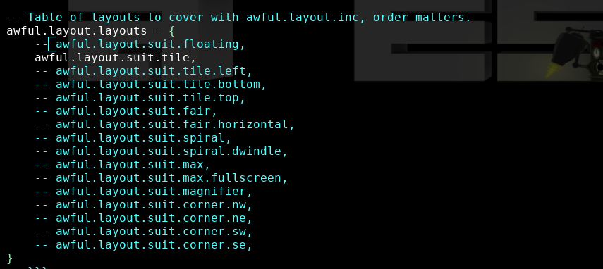 layout options commented out